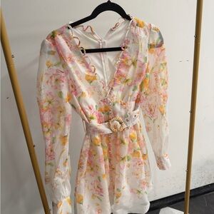 Floral Long Sleeve Dress with Belt